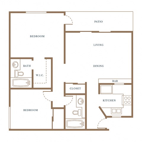 The Plaza at Canoga Park 2 Bedroom Standard Floorplan